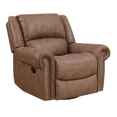 Emerald Home Spencer Faux Leather Swivel Glider Recliner Chair Brown (For Parts)