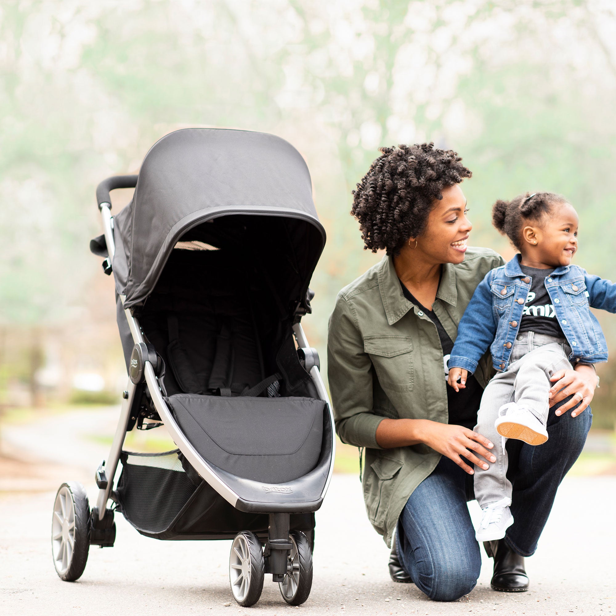 Britax B-Lively Baby Stroller with Basket and Car Seat Adapters, Gray (Open Box)