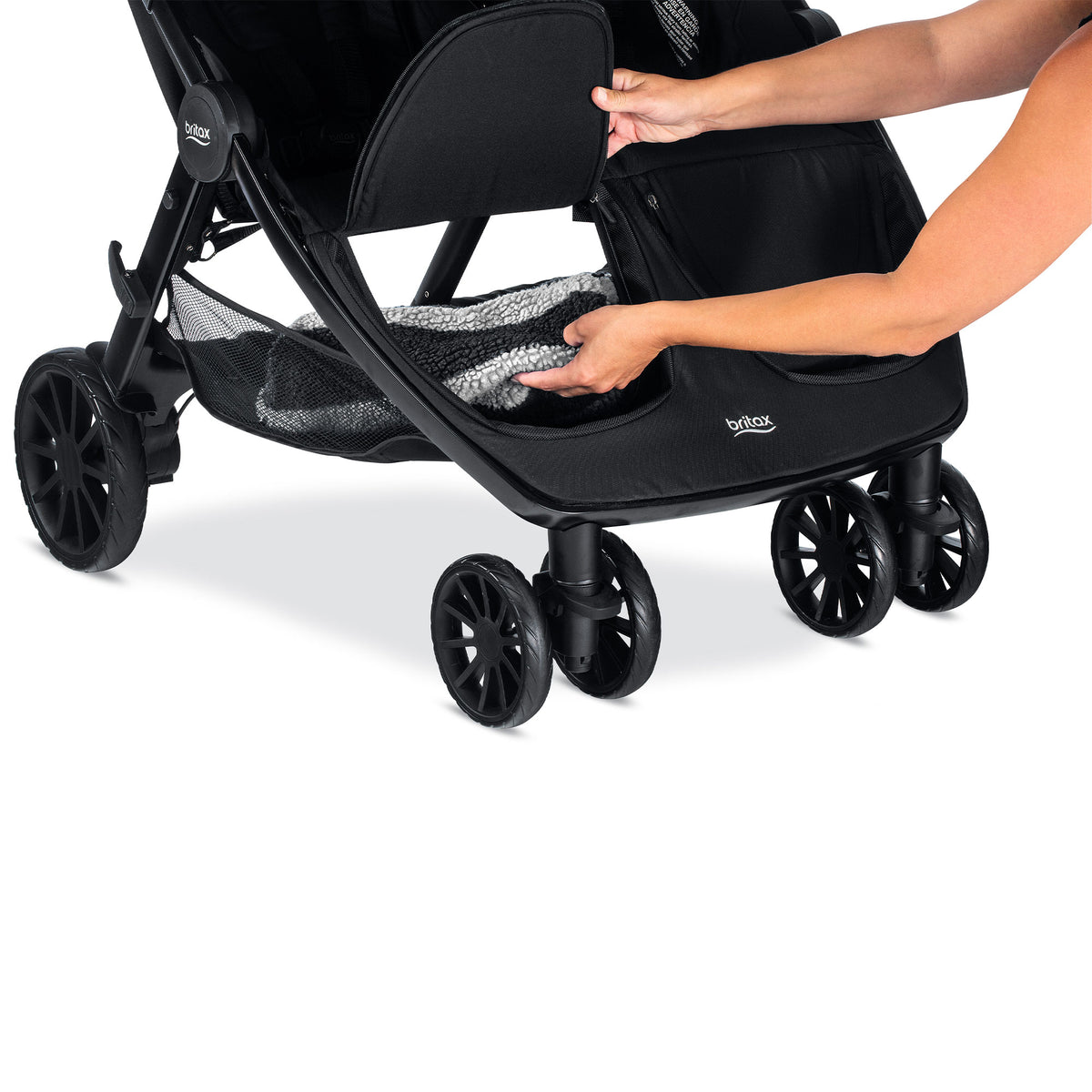 Britax Foldable Adjustable Lively Double Stroller with Mesh Canopies (Open Box)