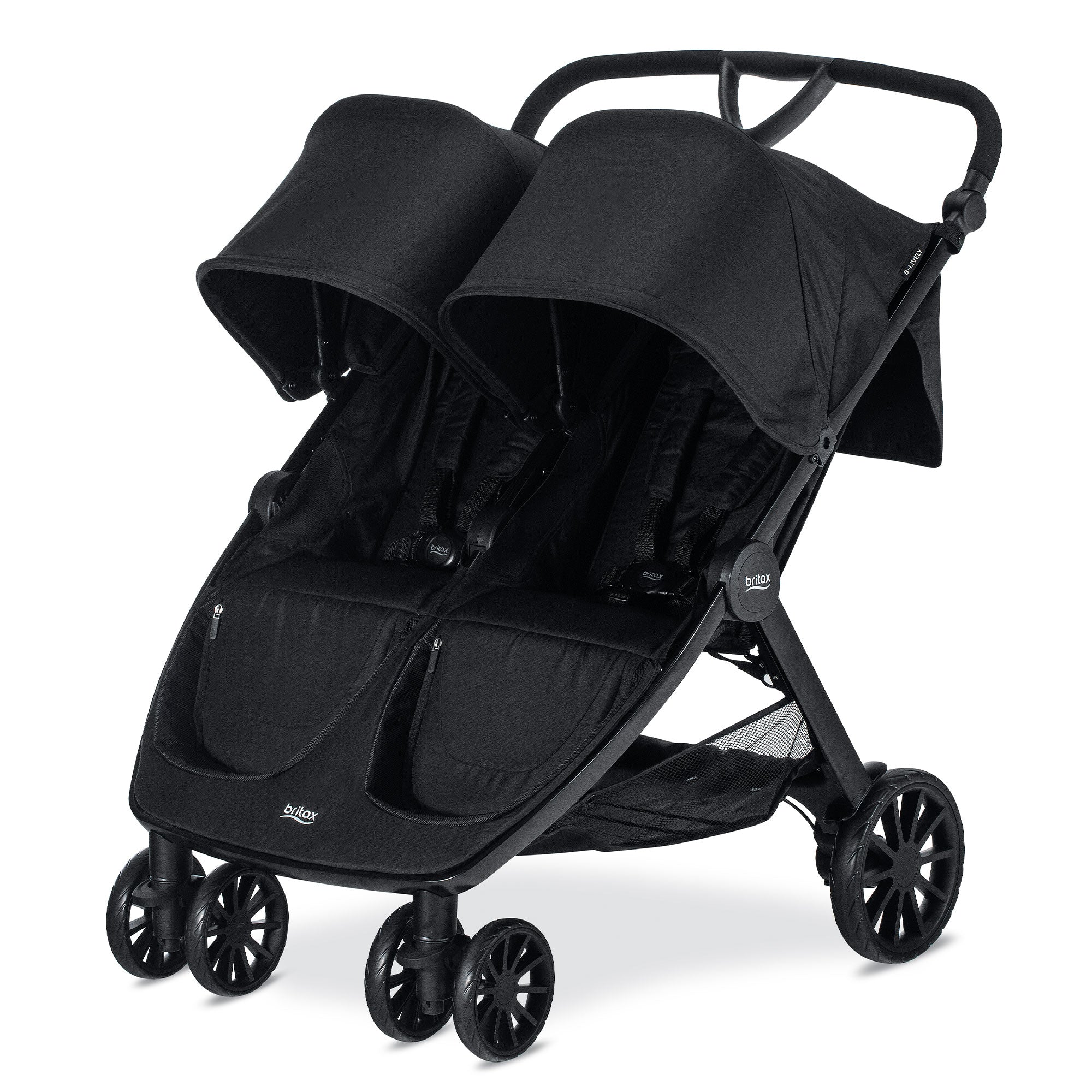 Britax Foldable Adjustable Lively Double Stroller with Mesh Canopies (Open Box)