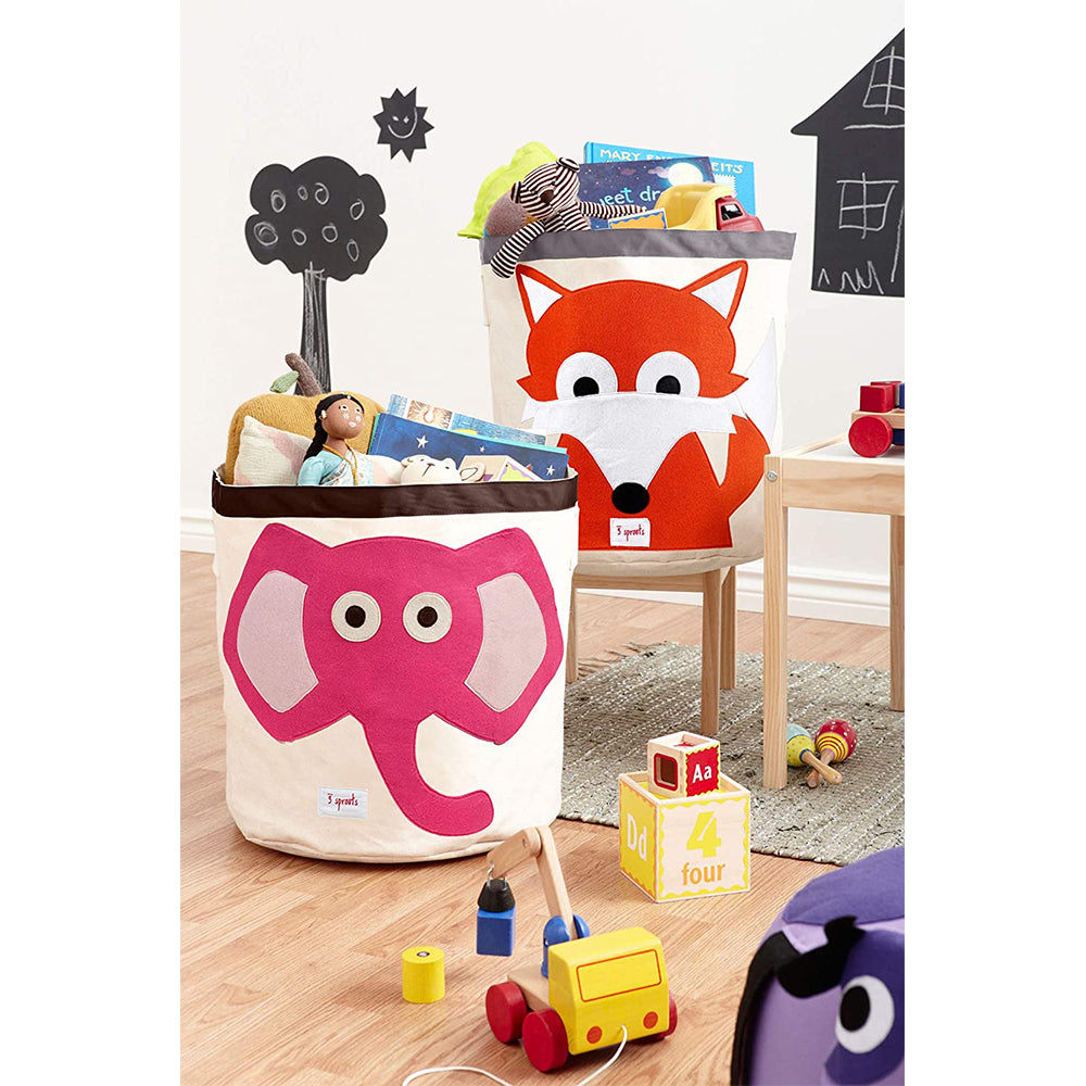 3 Sprouts Canvas Kids Storage Bin, Fox & 3 Sprouts Canvas Storage Bin, Elephant