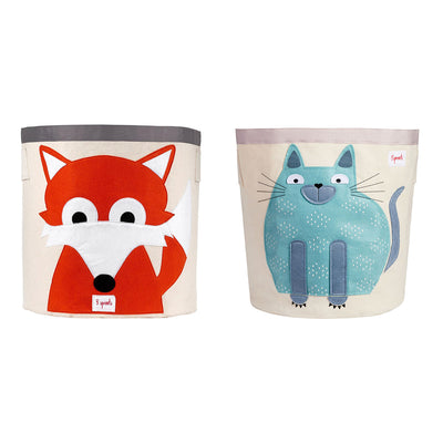 3 Sprouts Canvas Kids Storage Bin, Fox & 3 Sprouts Canvas Kids Storage Bin, Cat
