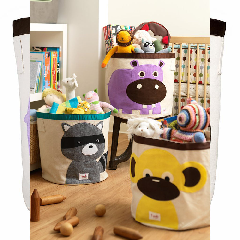 3 Sprouts Canvas Kids Storage Bin, Fox and 3 Sprouts Canvas Storage Bin, Hippo