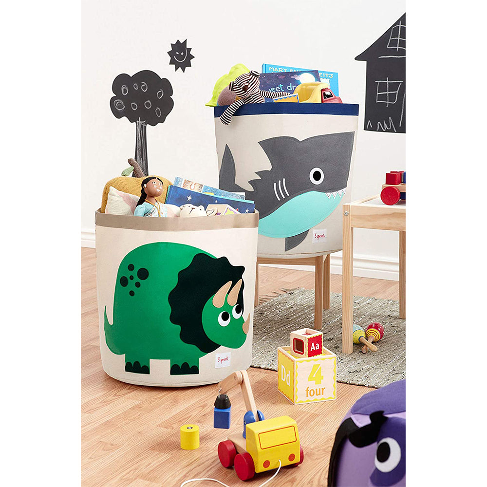 3 Sprouts Canvas Storage Bin Laundry and Toy Basket for Kids, Shark (Used) - VMInnovations