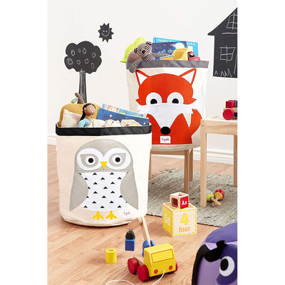 3 Sprouts Canvas Storage Bin & Toy Basket for Baby & Toddlers, Owl & Hippo