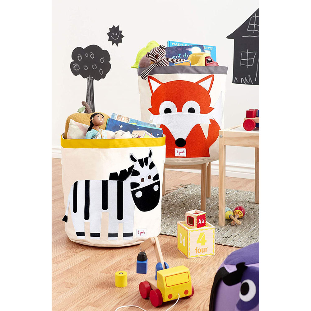 Canvas Storage Bin Laundry and Toy Basket for Baby and Kids, Zebra (Used) - VMInnovations