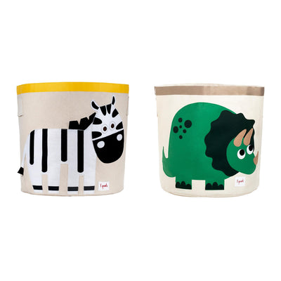 3 Sprouts Canvas Storage Bin, Zebra & 3 Sprouts Canvas Storage Bin, Dinosaur - VMInnovations