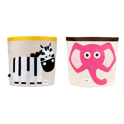 3 Sprouts Canvas Storage Bin, Zebra & 3 Sprouts Canvas Storage Bin, Elephant