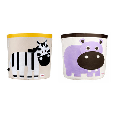 3 Sprouts Kids' Canvas Storage Bin, Zebra & 3 Sprouts Canvas Storage Bin, Hippo