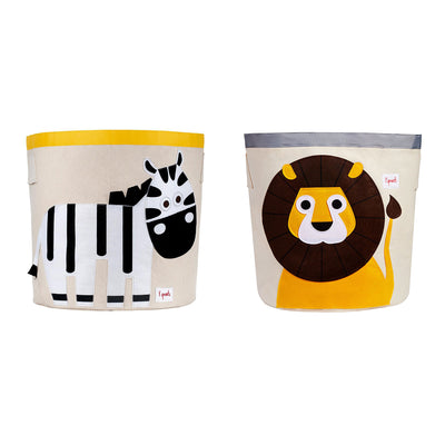 3 Sprouts Kids' Canvas Storage Bin, Zebra & 3 Sprouts Canvas Storage Bin, Lion