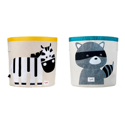 3 Sprouts Kids Canvas Storage Bin, Zebra & 3 Sprouts Canvas Storage Bin, Raccoon