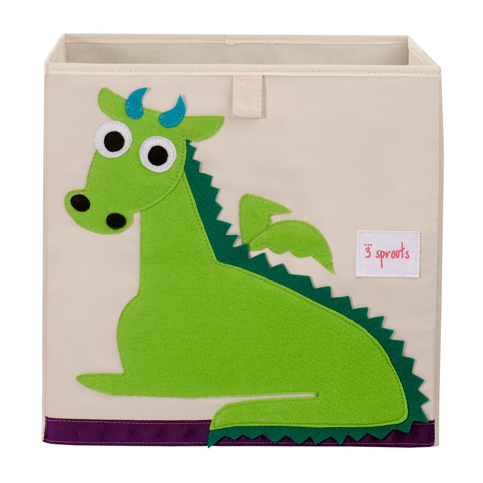 3 Sprouts Kids Foldable Cube Bin Box and Bookcase Shelf Organizer, Green Dragon - VMInnovations