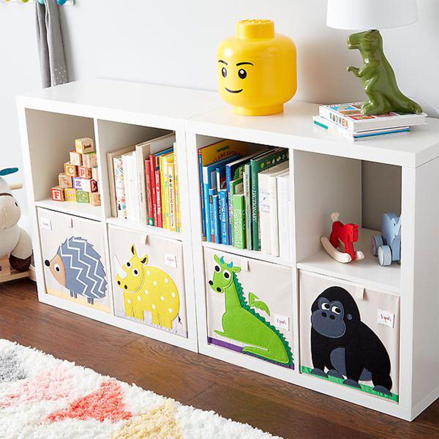 3 Sprouts Foldable Storage Box & Cube Toy Chest Bin for Playroom, Yellow Rhino