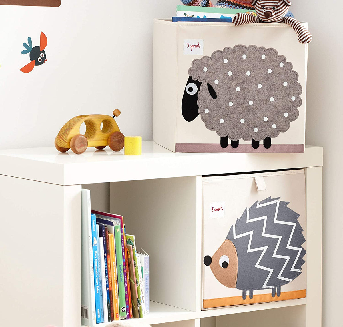 3 Sprouts Foldable Storage Box and Toy Chest Bin for Playroom, Polka Dot Sheep - VMInnovations