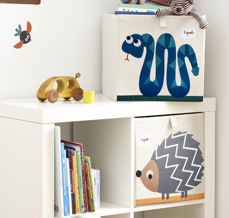 3 Sprouts Kangaroo & Snake Cube Bins, Rectangle Crocodile Bin, & Shark Basket