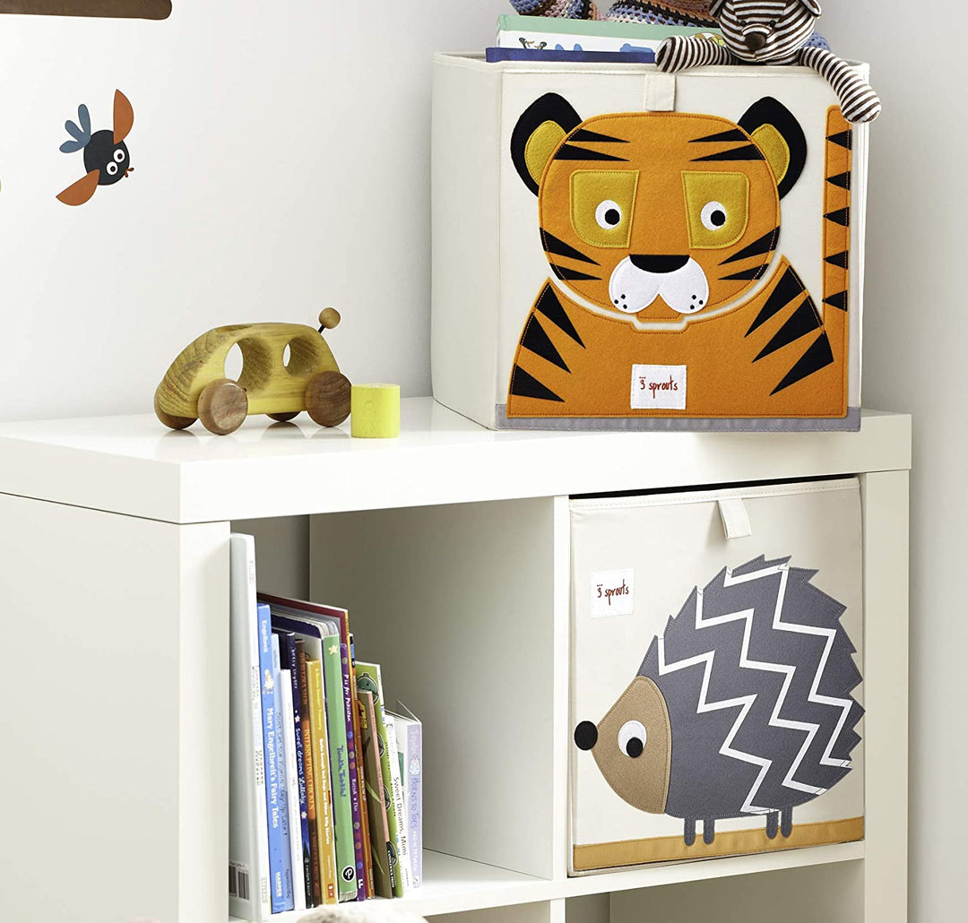 3 Sprouts Kid's Foldable Fabric Storage Cube Box Soft Toy Bin, Tiger (Used) - VMInnovations