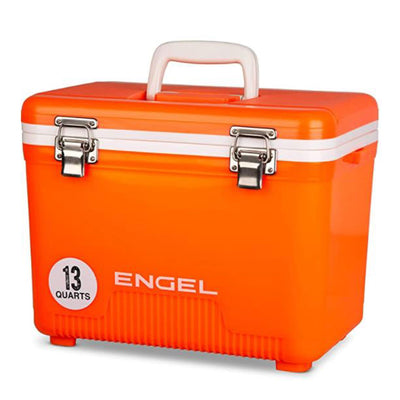 ENGEL 13 Quart Leak Proof Odor Resistant Insulated Cooler Drybox,Orange High Viz