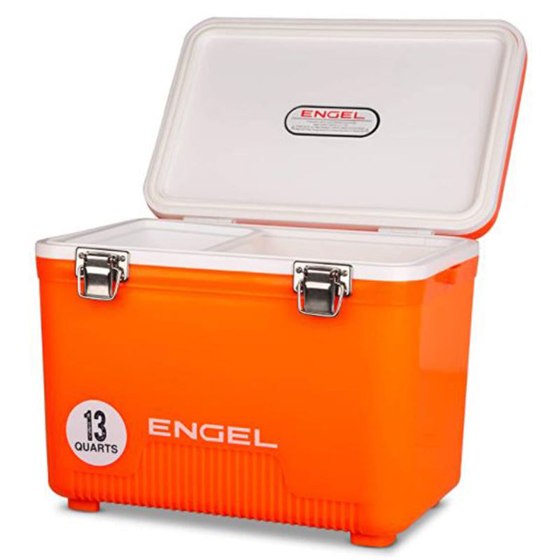 ENGEL 13 Quart Leak Proof Odor Resistant Insulated Cooler Drybox,Orange High Viz