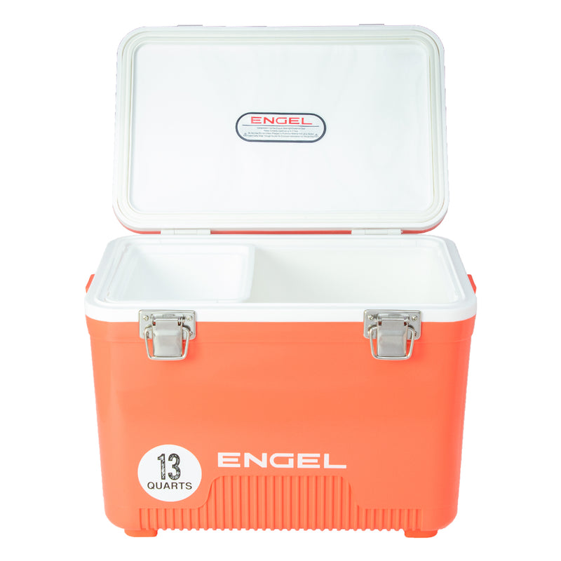 ENGEL 13 Quart Compact Durable Ultimate Leak Proof Outdoor Dry Box Cooler, Coral - VMInnovations