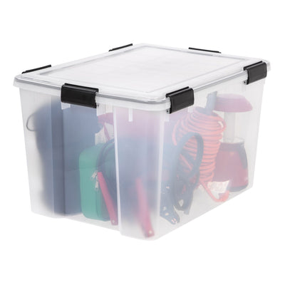 IRIS USA 8 Pack Weathertight 74 Quart Buckle Down Storage Box Container, Clear - VMInnovations
