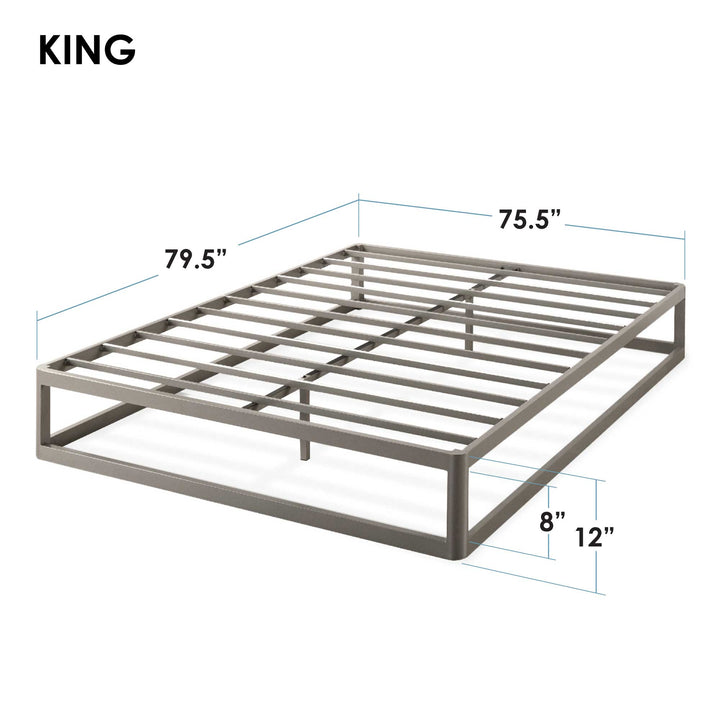 Mellow Ace of Base Metal Platform Low Profile Bed Frame, Round 12 Inch, King