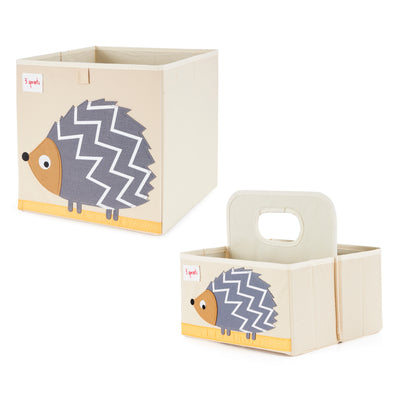 3 Sprouts Polyester Diaper Caddy and Foldable Storage Cube Box Toy Bin, Hedgehog