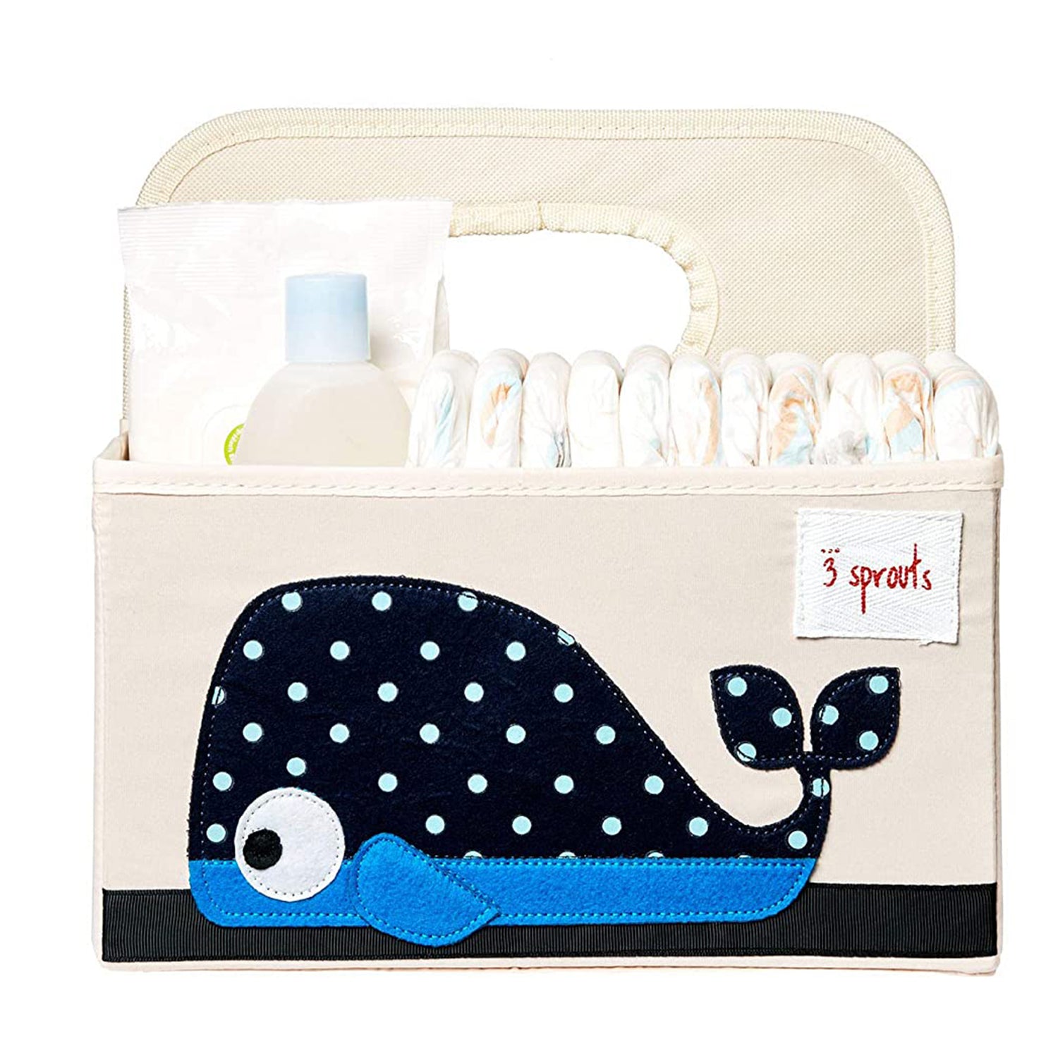 3 Sprouts UDOWHL Polyester Divided Portable Diaper Caddy with Blue Whale Design