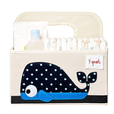 3 Sprouts UDOWHL Polyester Divided Portable Diaper Caddy with Blue Whale Design
