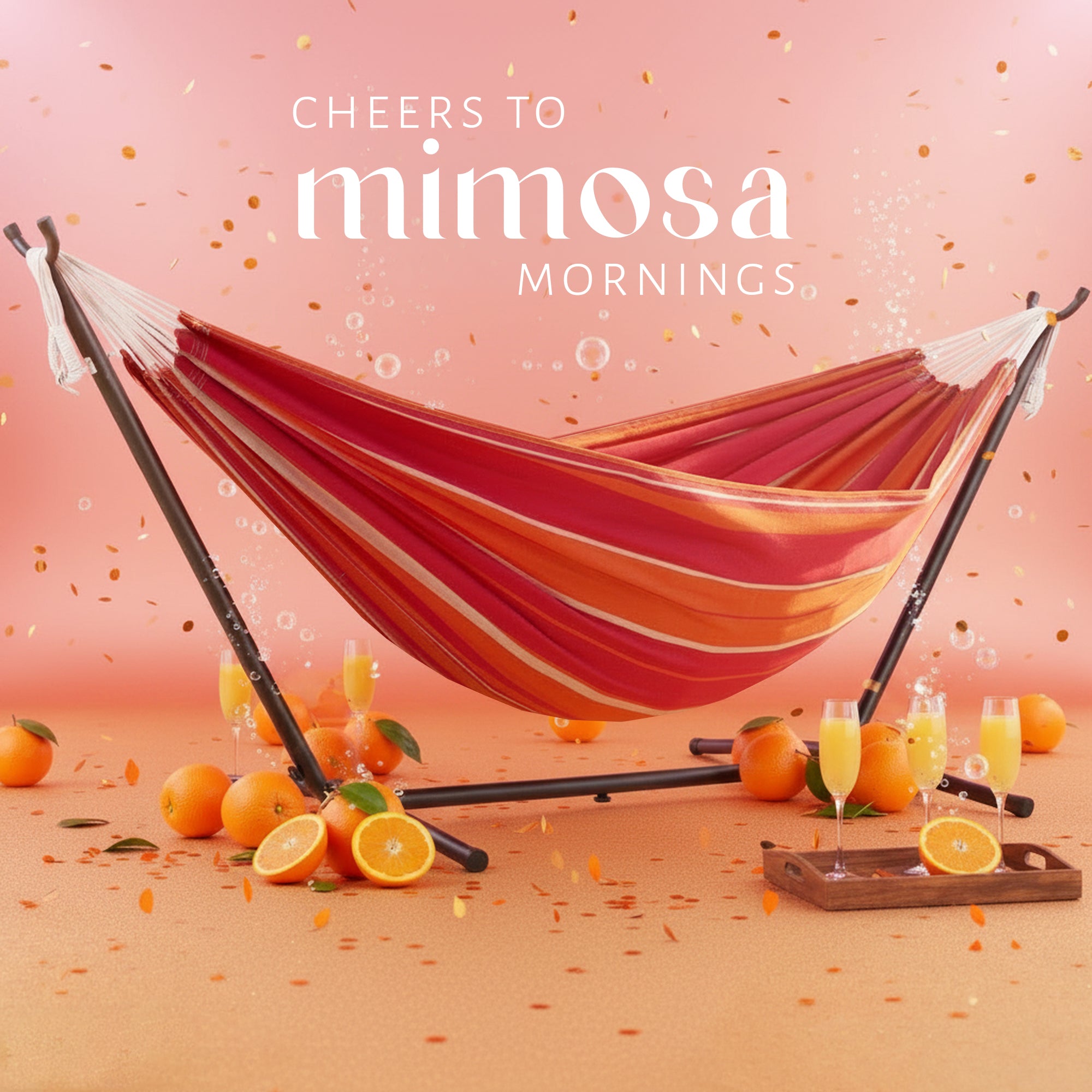 Vivere Double Cotton Hammock, Comfortable Daybed with Steel Stand, 9', Mimosa - VMInnovations