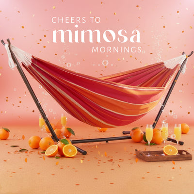 Vivere Double Cotton Hammock, Comfortable Daybed with Steel Stand, 9', Mimosa - VMInnovations