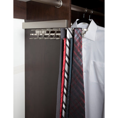 Rev-A-Shelf Sidelines CTRSL-14-SC-1 14" Pull-Out Deluxe Tie Rack, Satin Chrome
