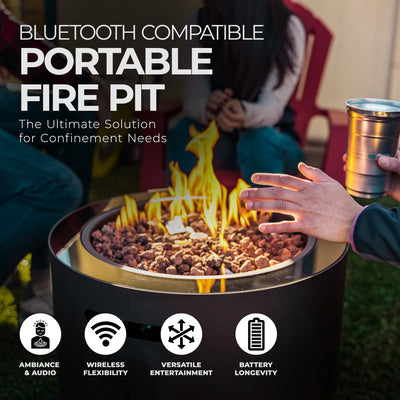 Ukiah Co. Voyager II Rechargeable BT Tabletop Fire Pit w/Sound System (Open Box)