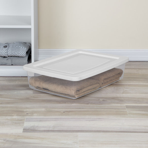 Sterilite 28 Qt Storage Box, Stackable Plastic Container Home Organizer, 40 Pack