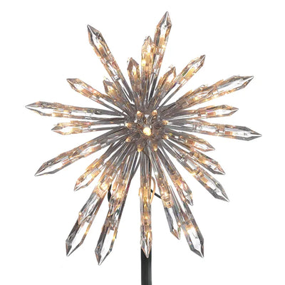 Kurt Adler Crystal Snowflake Tree Topper with 30 UL Clear Incandescent Lights
