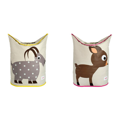 3 Sprouts Baby Laundry Hamper Basket Organizer Bin for Nursery, 1 Goat & 1 Deer
