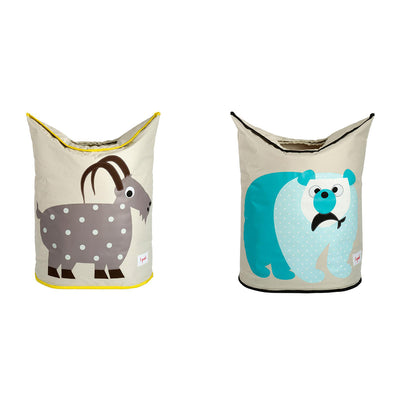 3 Sprouts Baby Laundry Hamper Storage Basket for Nursery, 1 Goat & 1 Polar Bear