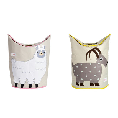 3 Sprouts Baby Laundry Hamper Storage Basket Bin for Nursery, 1 Llama & 1 Goat