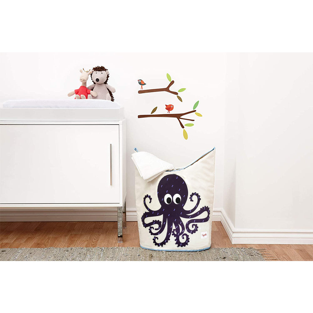 3 Sprouts Baby Laundry Hamper Storage Basket Organizer Bin for Nursery, Octopus