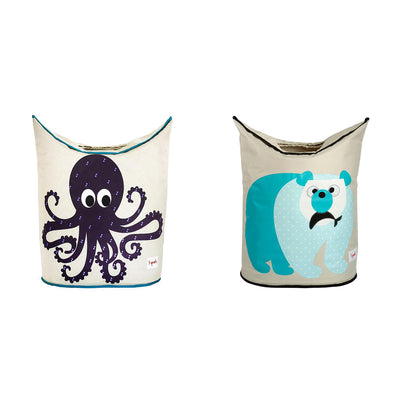 3 Sprouts Baby Hamper Storage Basket Bin for Nursery, 1 Octopus & 1 Polar Bear