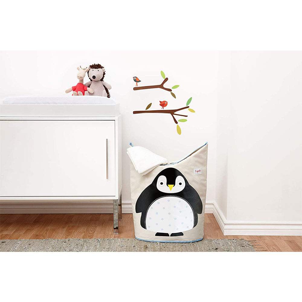 3 Sprouts Baby Laundry Hamper Storage Basket Bin for Nursery, Penguin (2 Pack)