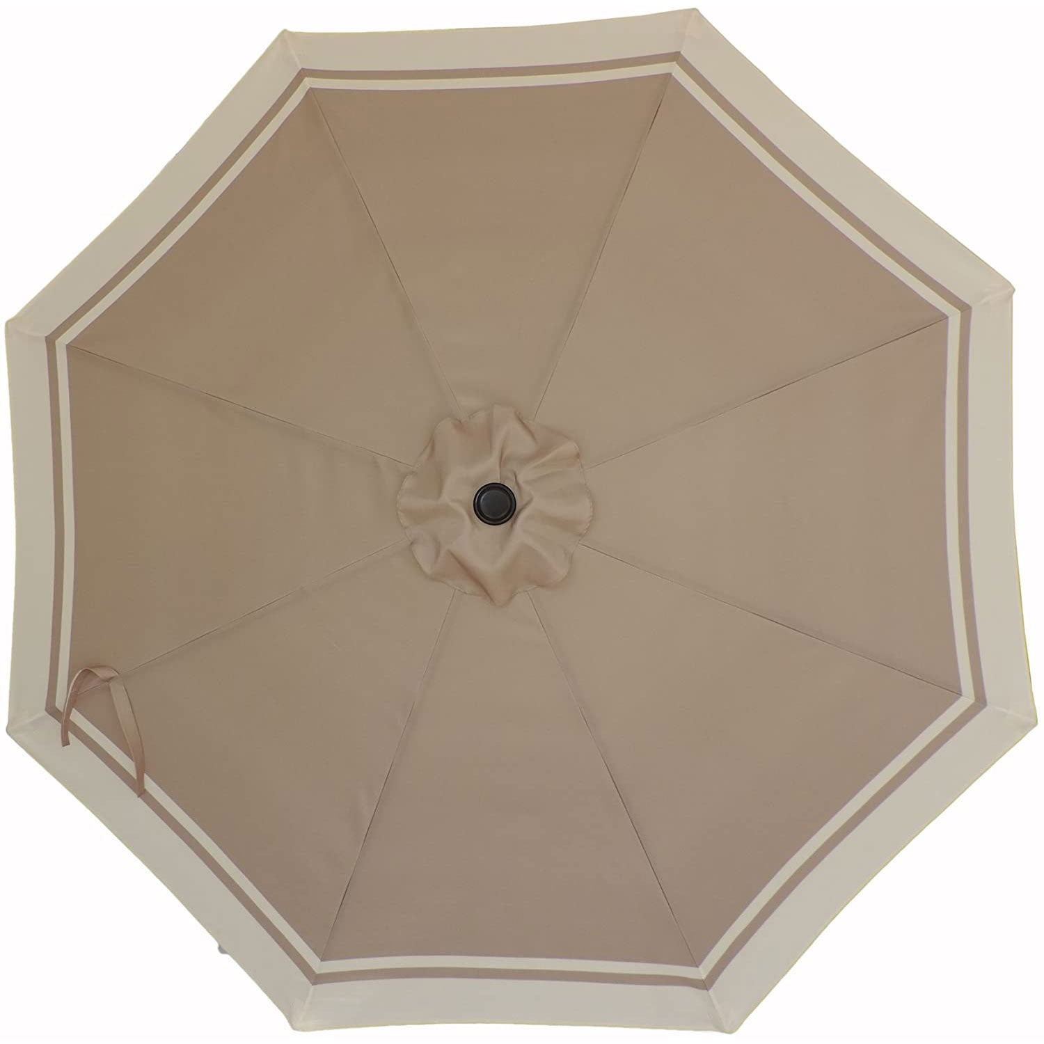 Pebble Lane Living 9 Ft Market Outdoor Patio Umbrella Shade, Tan Border (Used)