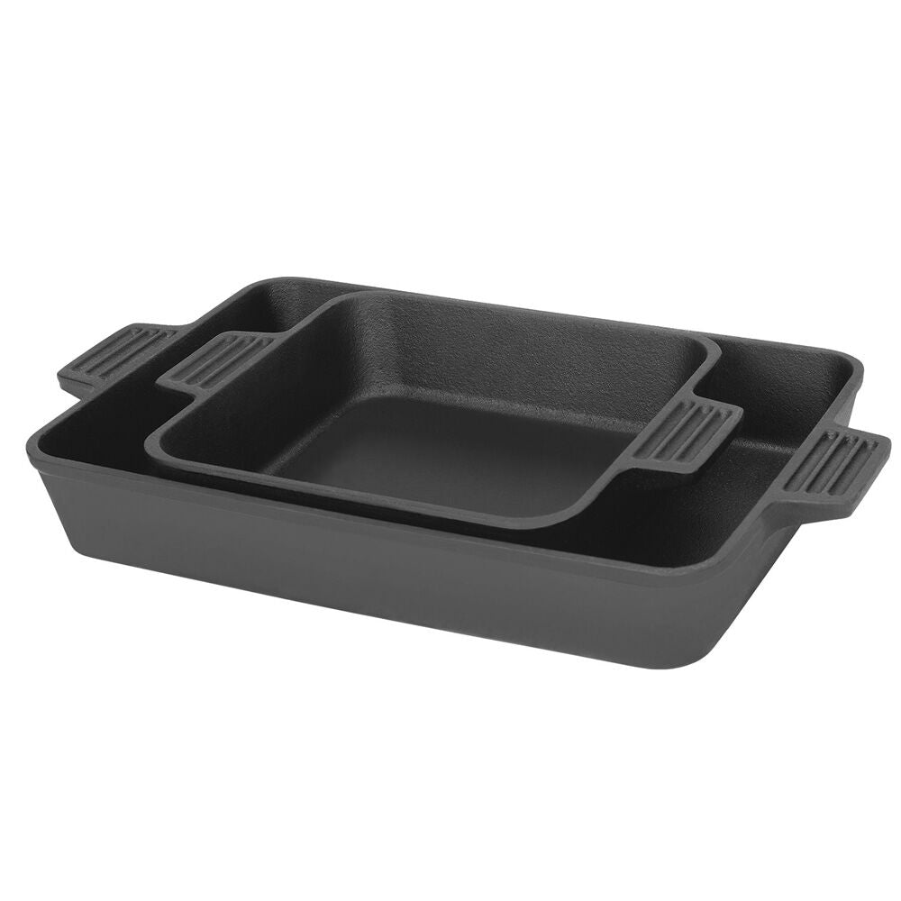 Bayou Classic Chicken 2 Piece Cast Iron Cooking Baking Pan Kitchen Set - VMInnovations