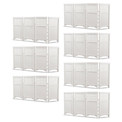 Suncast Outdoor Garden Yard 4 Panel Screen Enclosure Gated Fence, White (7 Pack)