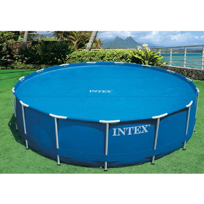 Intex 15 Foot Round Easy Set Vinyl Solar Cover for Swimming Pools, Blue (2 Pack)