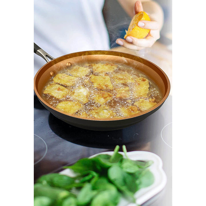 NutriChef 14 Piece Nonstick Ceramic Kitchen Cookware Pots & Pan (Open Box)