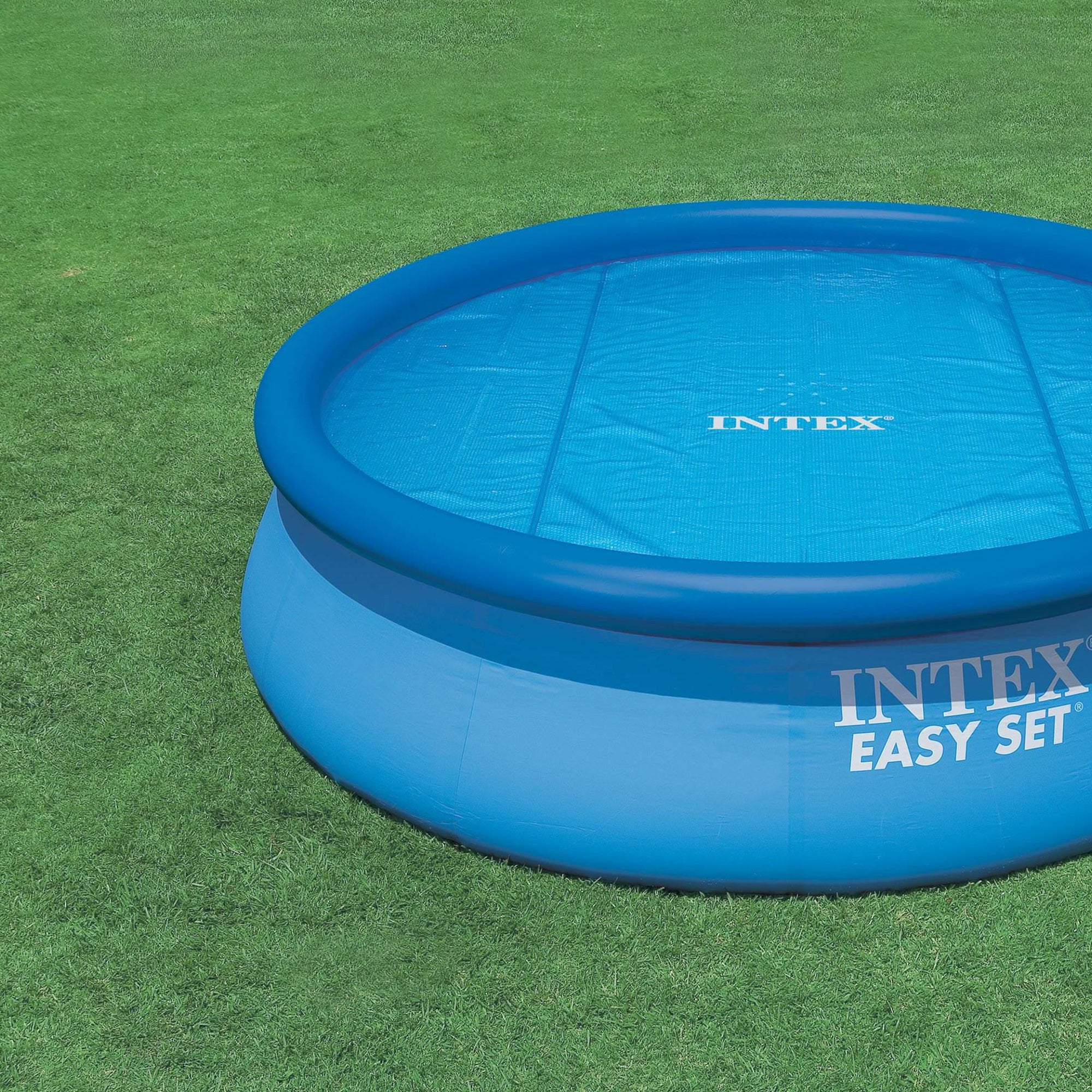 Intex 15 Foot Round Easy Set Vinyl Solar Cover for Swimming Pools, Blue (2 Pack)