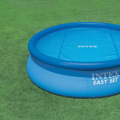 Intex 15 Foot Round Easy Set Vinyl Solar Cover for Swimming Pools, Blue (2 Pack)