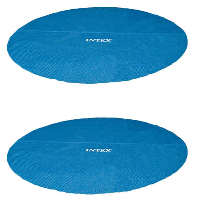 Intex 15 Foot Round Easy Set Vinyl Solar Cover for Swimming Pools, Blue (2 Pack)