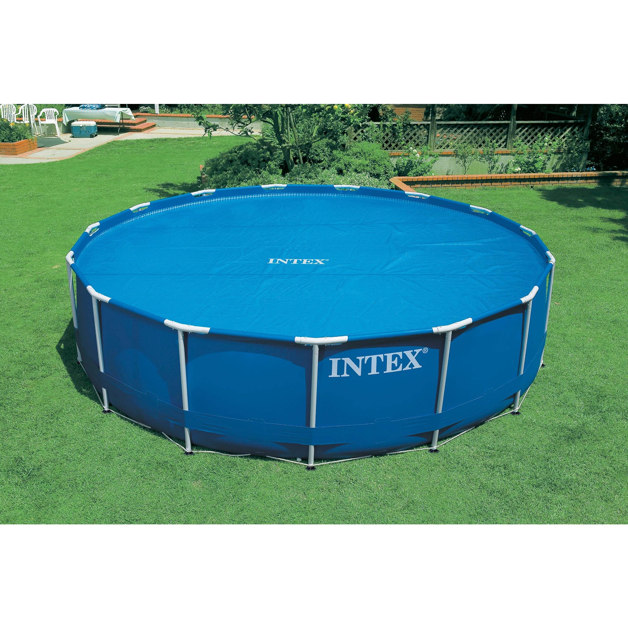 Intex 15 Foot Round Easy Set Vinyl Solar Cover for Swimming Pools, Blue (2 Pack)