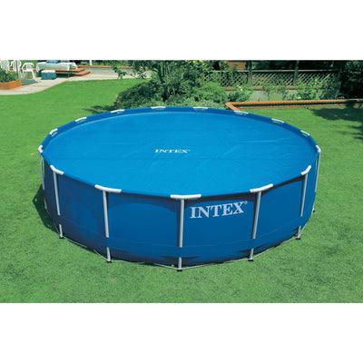 Intex 15 Foot Round Easy Set Vinyl Solar Cover for Swimming Pools, Blue (2 Pack)
